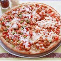 Chicken, Tomato and Onion Pan Pizza · 