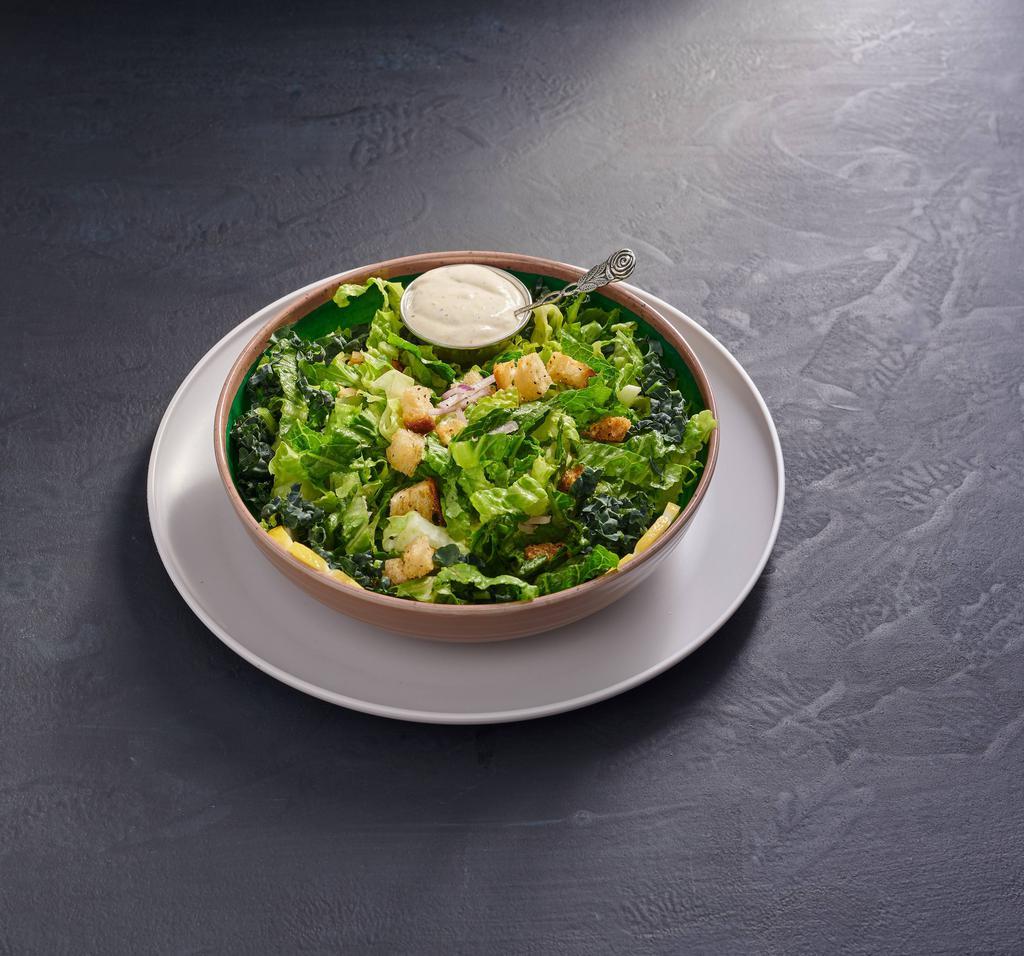 Caesar · Romaine lettuce, red onion, Parmesan cheese, house-made croutons with traditional Caesar dressing.