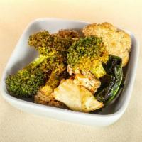 Roasted Broccoli and Cauliflower · Tossed with fresh black pepper Sea salt served with a garlic aioli.