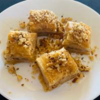 Baklava  · Made of the pastry, filled with chopped walnuts and sweetened with syrup. 