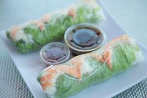 A2. Fresh Spring Rolls · 2 pieces. Goi cuon. Pork, shrimp, lettuce, vermicelli noodles rolled in fresh rice paper. Served with peanut sauce.