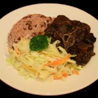 E15. Roast Pork with Bora and Cabbage · Served with white rice.
