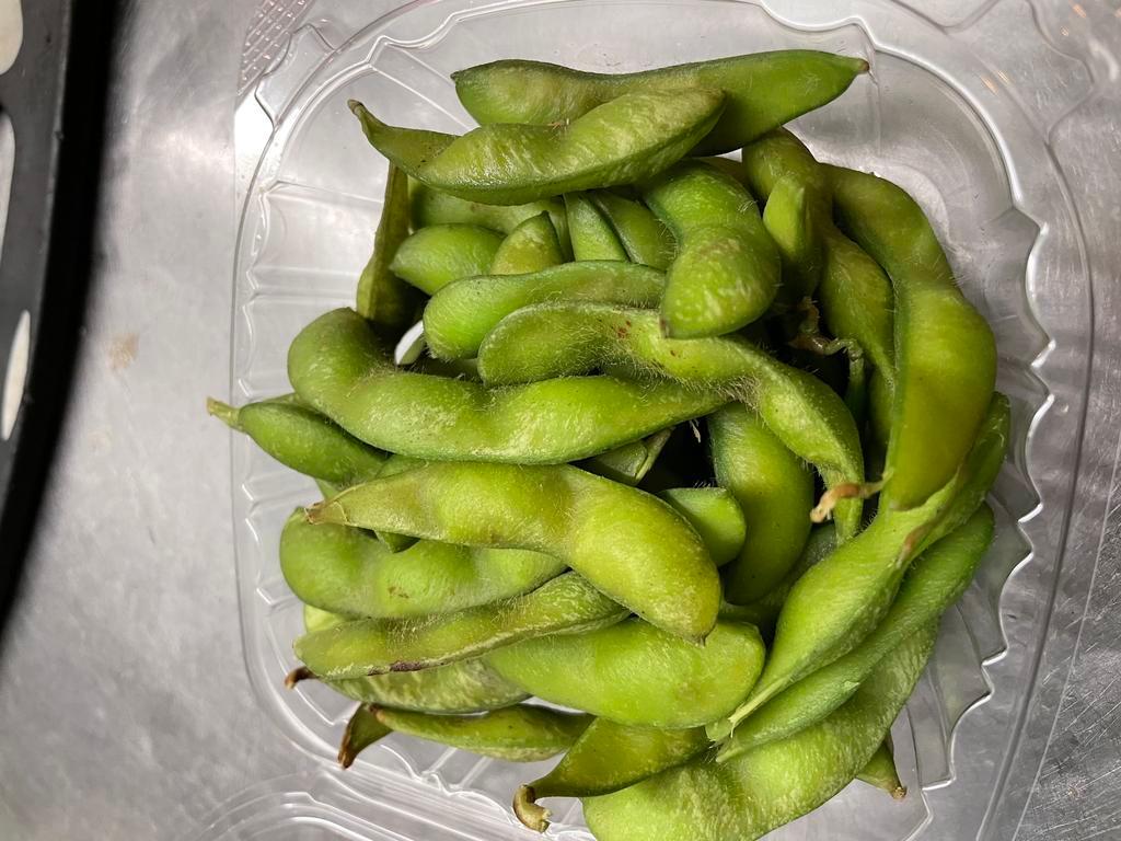 Edamame · Steamed Asian green beans with kosher sea salt.