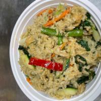 Green Curry Fried Rice · Bamboo shoots, eggplant,string bean, basil,bell pepper and green curry paste