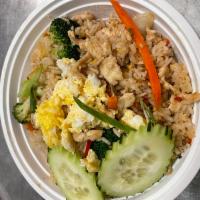 Basil Fried Rice · Sauteed onion, bell pepper, broccoli, carrot, egg with spicy basil sauce. Spicy.