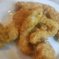 Chicharon de Pollo · Freshly Fried Boneless Chicken Pieces With fries or Tostones