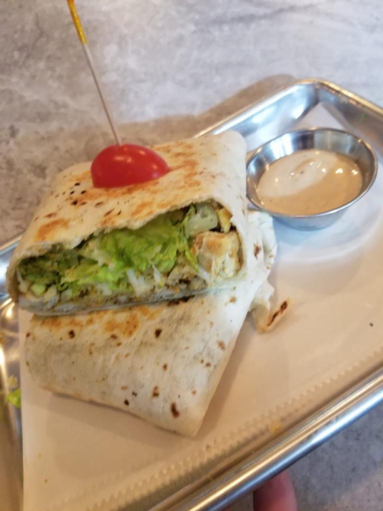 California Grill Wrap · Grilled chicken, bacon, avocado, lettuce, tomato and ranch sauce.