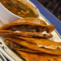 Tacos De Birria · Order of 3 Tacos With Consome Dipping Sauce 