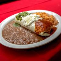 Burrito Supreme De Carne Asada · Burritos Filled With Grilled Beef ,Lettuce, Tomato, Onions, Cilantro , Salsa, Sour Cream, An...