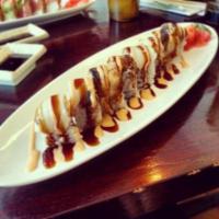 Diablo Roll (8pc) · Spicy crunchy lobster salad and avocado inside, topped with white tuna and eel with spicy ma...