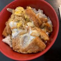 Chicken Katsu Don · Deep fried chicken with veggie egg over rice