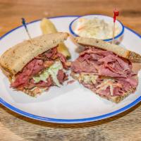 Brighton Sandwich · Can't decide today. How about one 1/2 corned beef and one 1/2 pastrami. Corned beef and past...