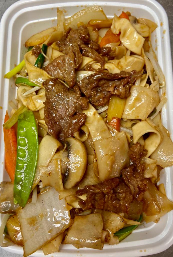 50. Beef Chow Fun · Stir fried vegetables and noodles.