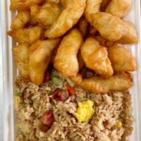 C2. Sweet and Sour Chicken Combo Plate · Sweetened sauce with  vinegar base.