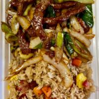 C32. Mongolian Beef Combo Plate · Hot and spicy.