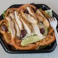Greek Chicken Salad · Greek salad with chicken breast.