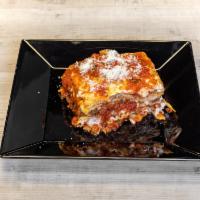 Lasagna · Homemade Bolognese sauce, bechamel, fresh mozzarella.