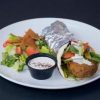 Falafel Sandwich (Vegetarian) · Deep-fried vegetable patties made with chickpeas and special spices. Served with lettuce, to...