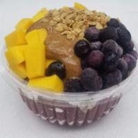 Almond Butter Acai Bowl · 16 oz. organic acai mixed with banana,Strawberry, almond milk, almond butter and blueberry. ...