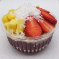 Pina Colada Acai Bowl · Organic Acai blended with:
Pineapple,  Strawberry, Coconut, Coconut Water
Topped with:
 Gran...