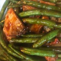 83. Pork with String Bean · Served with your choice of rice.