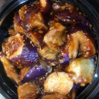 144. Eggplant with Garlic Sauce · Served with choice of rice. Hot and spicy.