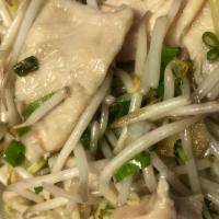 90. Chicken with Bean Sprouts · Served with your choice of rice.