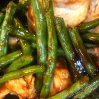 91. Chicken with String Beans · Served with your choice of rice.