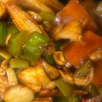 95. Chicken with Cashew Nuts · Served with your choice of rice.