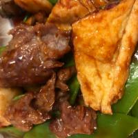 108. Beef with Bean Curd · Served with your choice of rice.