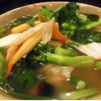 20. Vegetable Bean Curd Soup (For 2) · Soup made with tofu.