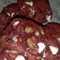 Red Velvet Cookies  ·  Served with white chocolate chips and pecans. 