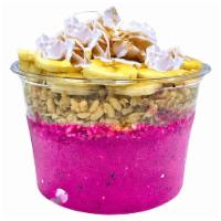 Milky Way Bowl · Organic pitaya, pineapple, banana, blueberries and 100% apple juice. Toppings: hempseed gran...