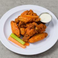 Buffalo Style Chicken Wings · Large and best quality served with celery, carrots and blue cheese, and your choice of sauce...