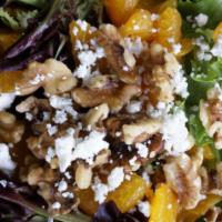 Balsamic Salad · Spring mix, walnuts, Mandarin oranges and seasoned feta with balsamic dressing.