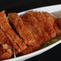Chicken Katsu · Fried chicken covered in panko bread crumbs.