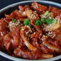 BBQ Spicy Pork Bowl · Spicy pork over rice