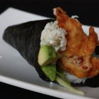 Spider Hand Roll · Crab, cucumber, avocado, soft shell crab, and eel sauce.