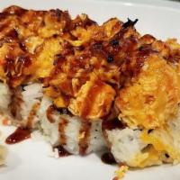 Langostino Lobster Beach Roll · Baked. In: krab, cucumber. Out: langostino lobster, scallops mixed with spicy krab, spicy ma...