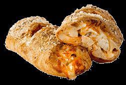 Buffalo Chicken Calzone · Crispy chicken strips slathered in a fiery Buffalo sauce and creamy ranch, oozing with Parmesan and our signature gourmet cheese blend, wrapped in a golden-brown crust, brushed with rich garlic butter and sprinkled with Parmesan cheese.