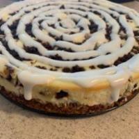 Cinnamon Roll Cheesecake · Cinnamon vanilla wafer crust
Homemade cheesecake with cinnamon swirl
Similar to a Cinnabon, ...