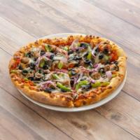Deluxe Pizza · Served with choice of 6 toppings.