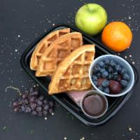 Protein Waffles Breakfast · Delicious, energy-boosting 2 protein waffles and healthy uncured turkey bacon. Served with a...