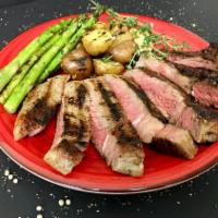 Grilled Rib eye steak · 10 oz Grass fed Grilled Rib eye steak with roasted potatoes and grilled asparagus.
Good for ...
