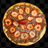 Strawberry Nutella Pizza · Nutella covered pizza with strawberry. 10