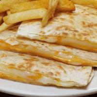 4 Cheese Quesadilla · Grilled peppers ＆ onions with pepper-jack, American, mozzarella, and cheddar cheeses served ...