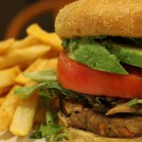 M.O.A. Veggie Burger · Vegan veggie burger patty topped with grilled mushrooms, grilled onions, and fresh avocado. ...