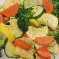 Mixed Vegetables · Broccoli, carrots, ＆ zucchini squash sauteed and seasoned.