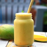 Mango Coco Loco · Mango, frozen coconut, dates, agave drizzle, and coconut milk.