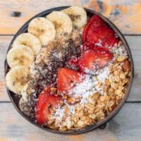 Acai Bowl · Our signature blend of acai, chia seeds, peanut butter  topped with gluten-free BOLA granola...
